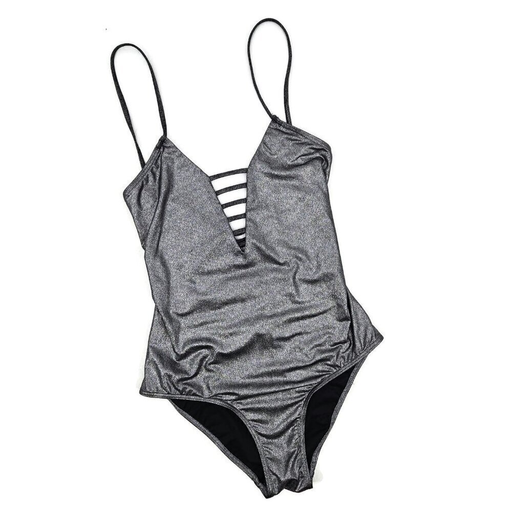 New Bec + Bridge One Piece Swimsuit Womens S? Metallic Silver Bathing Suit